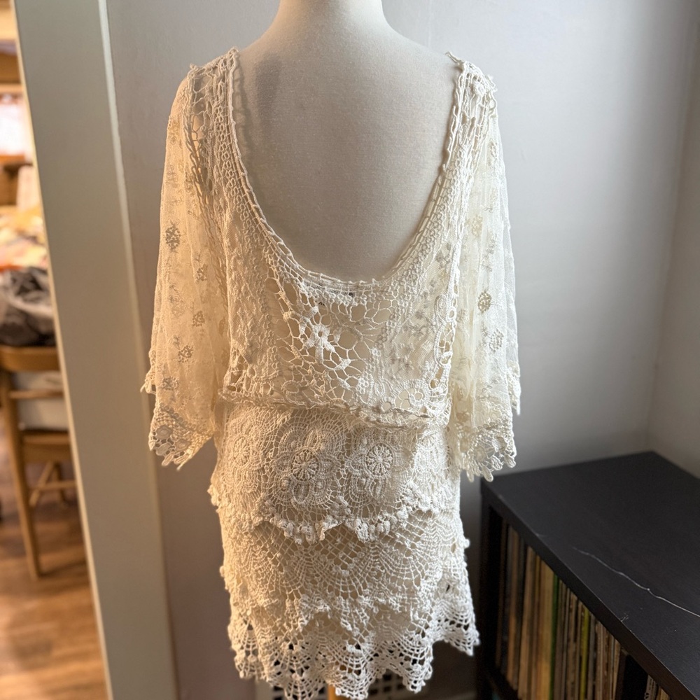 Pretty Angel Boho Lace Tunic Top XL Ivory Crochet & Lace Romantic Festival - Picture 13 of 13